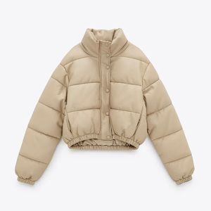 Black Faux Leather Puffer